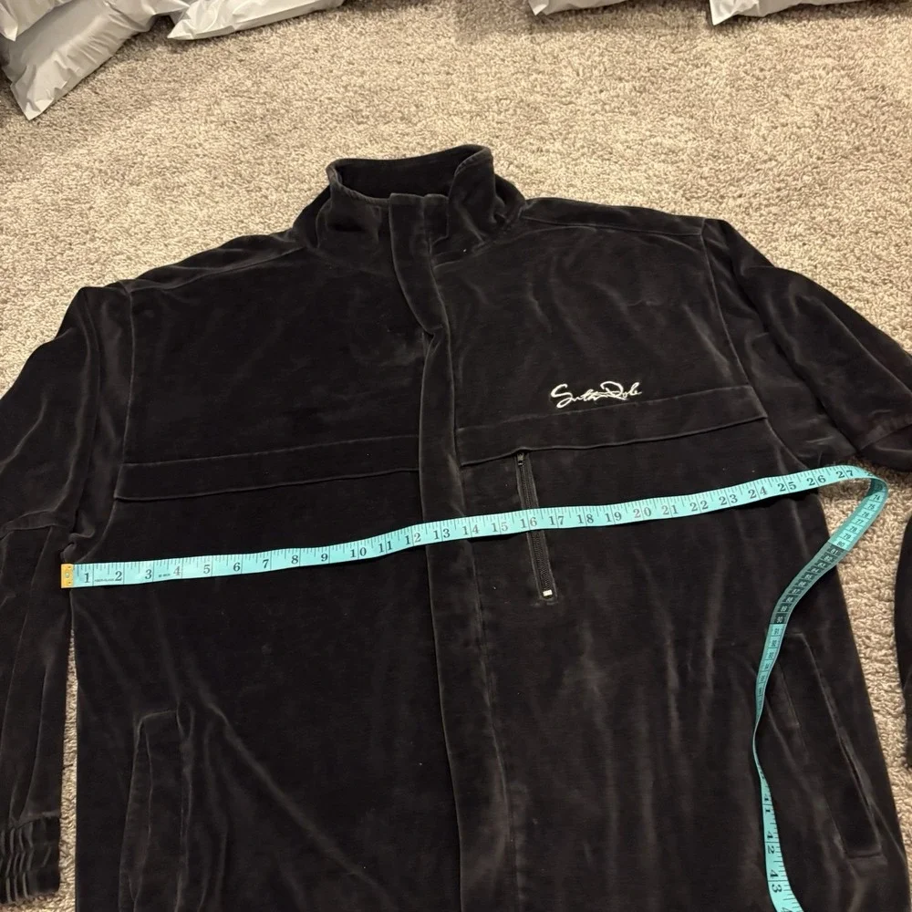 Vintage South Pole Velour Track Jacket Mens XL Black Y2K Full Zip Hip Hop Baggy